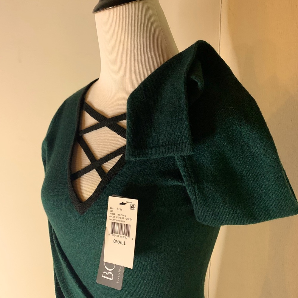 BCX Sweater Dress with Criss Cross Neckline